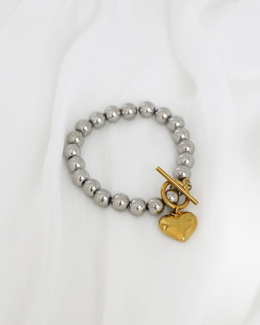 Silver & Gold Eternal Muse Waterproof Bracelet with toggle clasp closure - alternate view