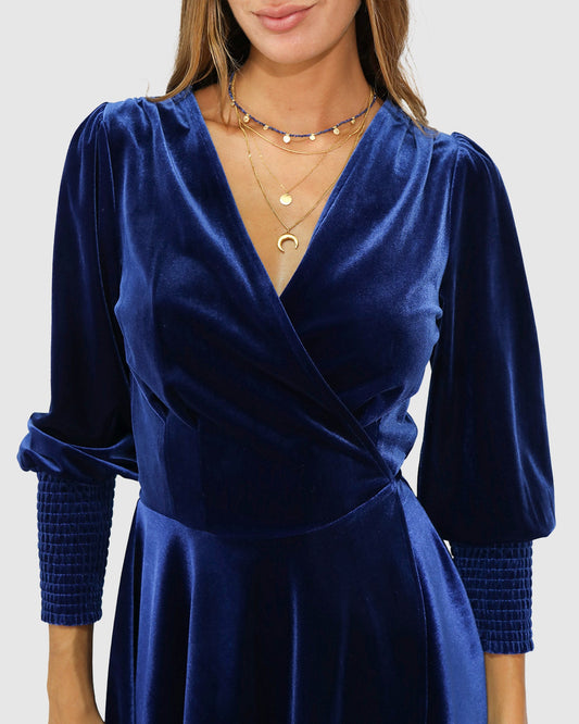 Heart Eyes Beaded Necklace with faceted blue beaded necklace - alternate view