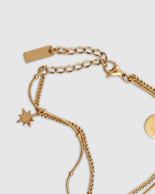 Gold Luna Drift Waterproof Bracelet with adjustable extension chain for the perfect fit - alternate view