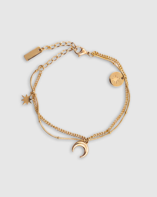 Gold Luna Drift Waterproof Bracelet with adjustable extension chain for the perfect fit - alternate view