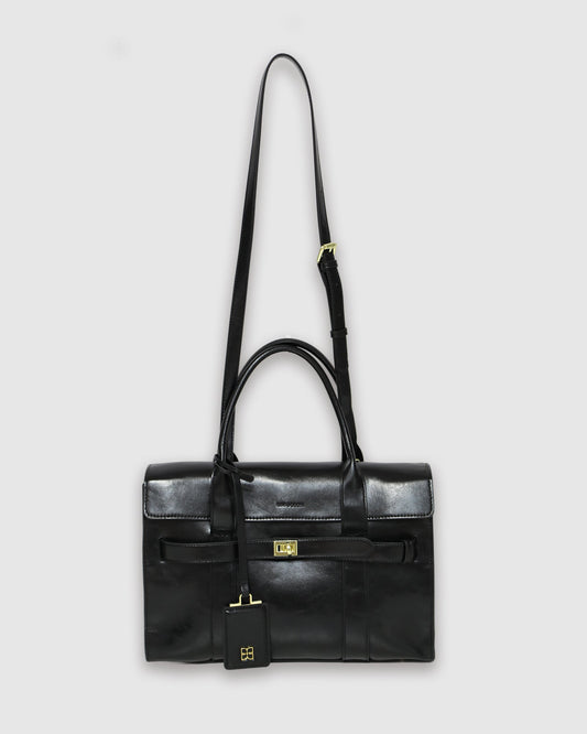 Black So What Tote Bag with top handle - alternate view