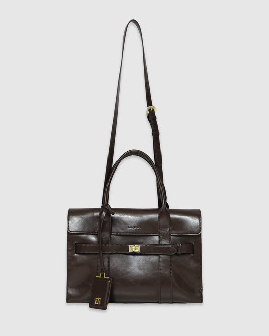 Chocolate So What Tote Bag with top handle - alternate view