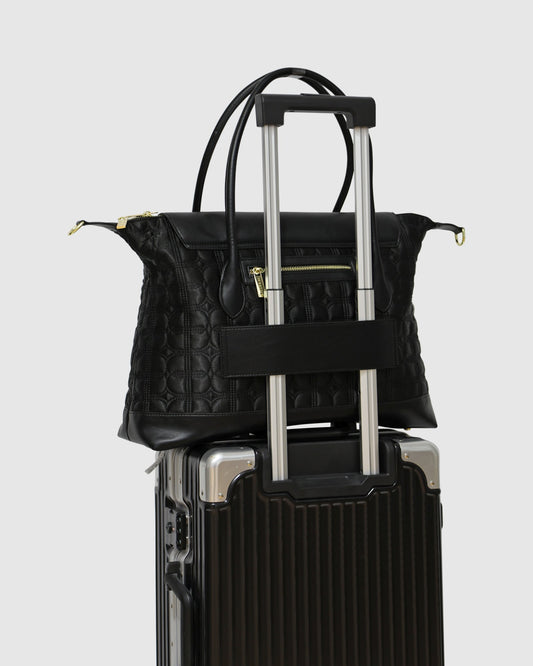 Black Just Add Sugar Quilted Bag with top handle - alternate view