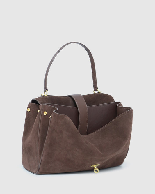 Chocolate Skyfall Reimagined Shopper Bag with magnetic flap closure with turn-lock detail - alternate view