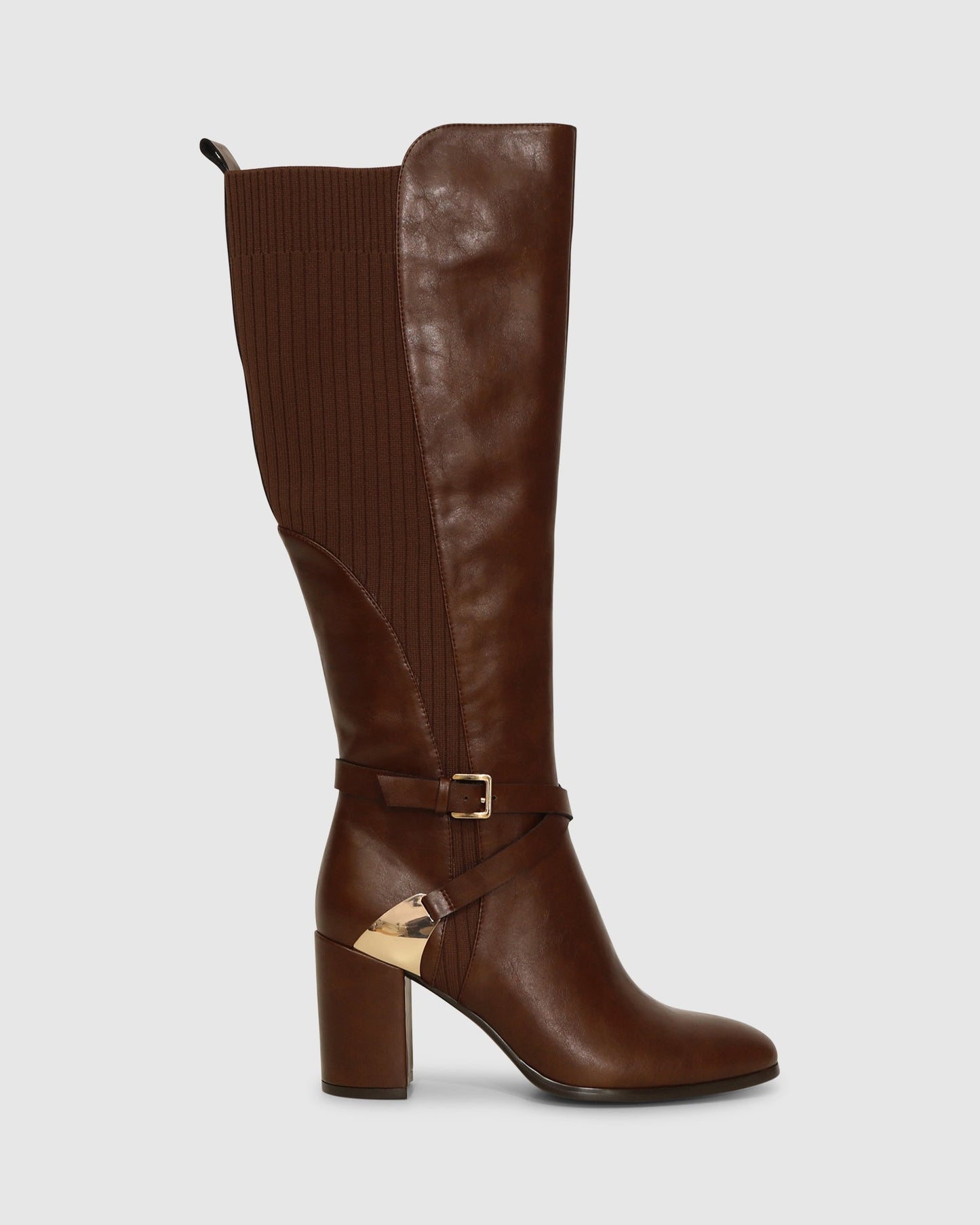 Breton Leather Knee High Boot - Brown
