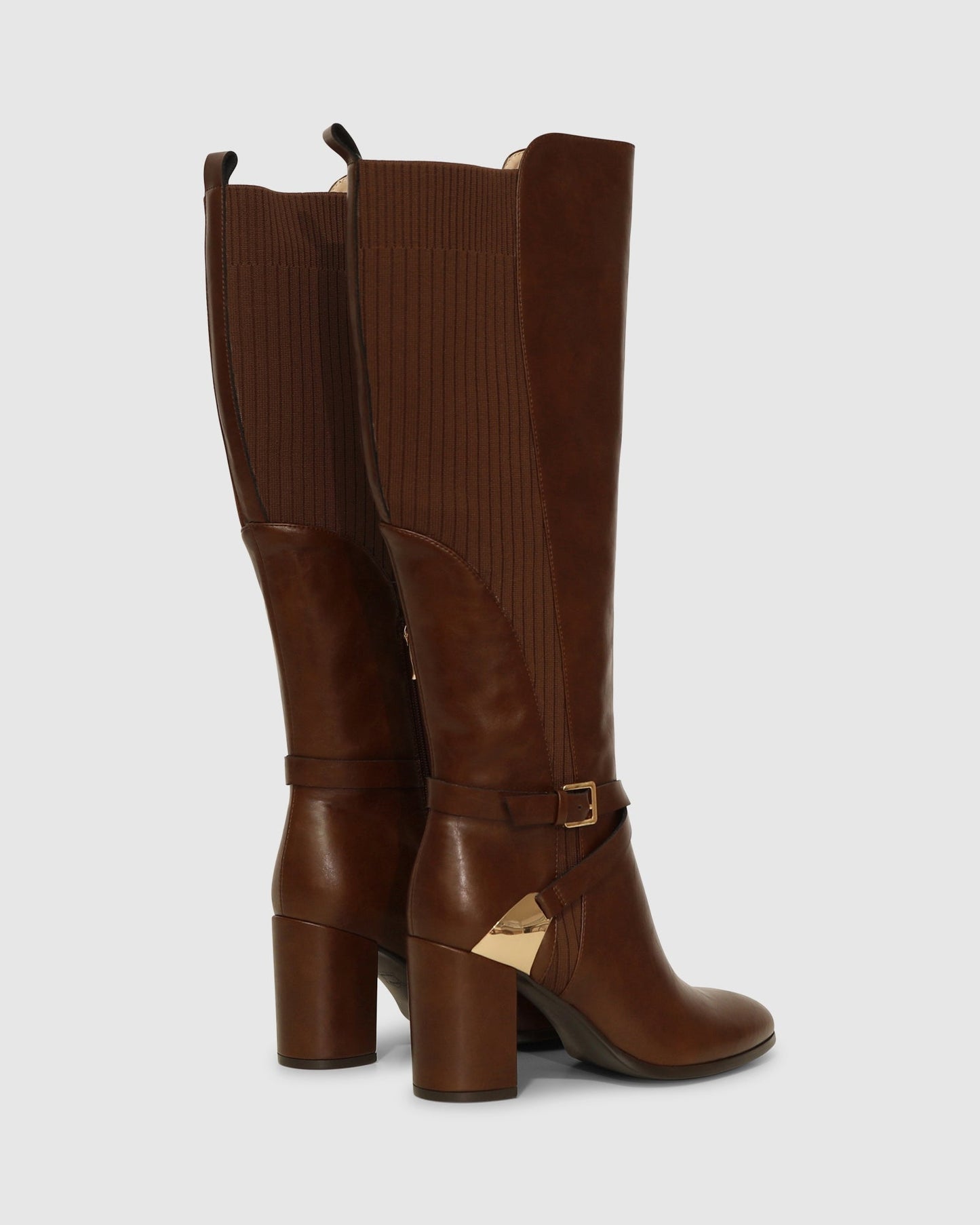 Breton Leather Knee High Boot - Brown