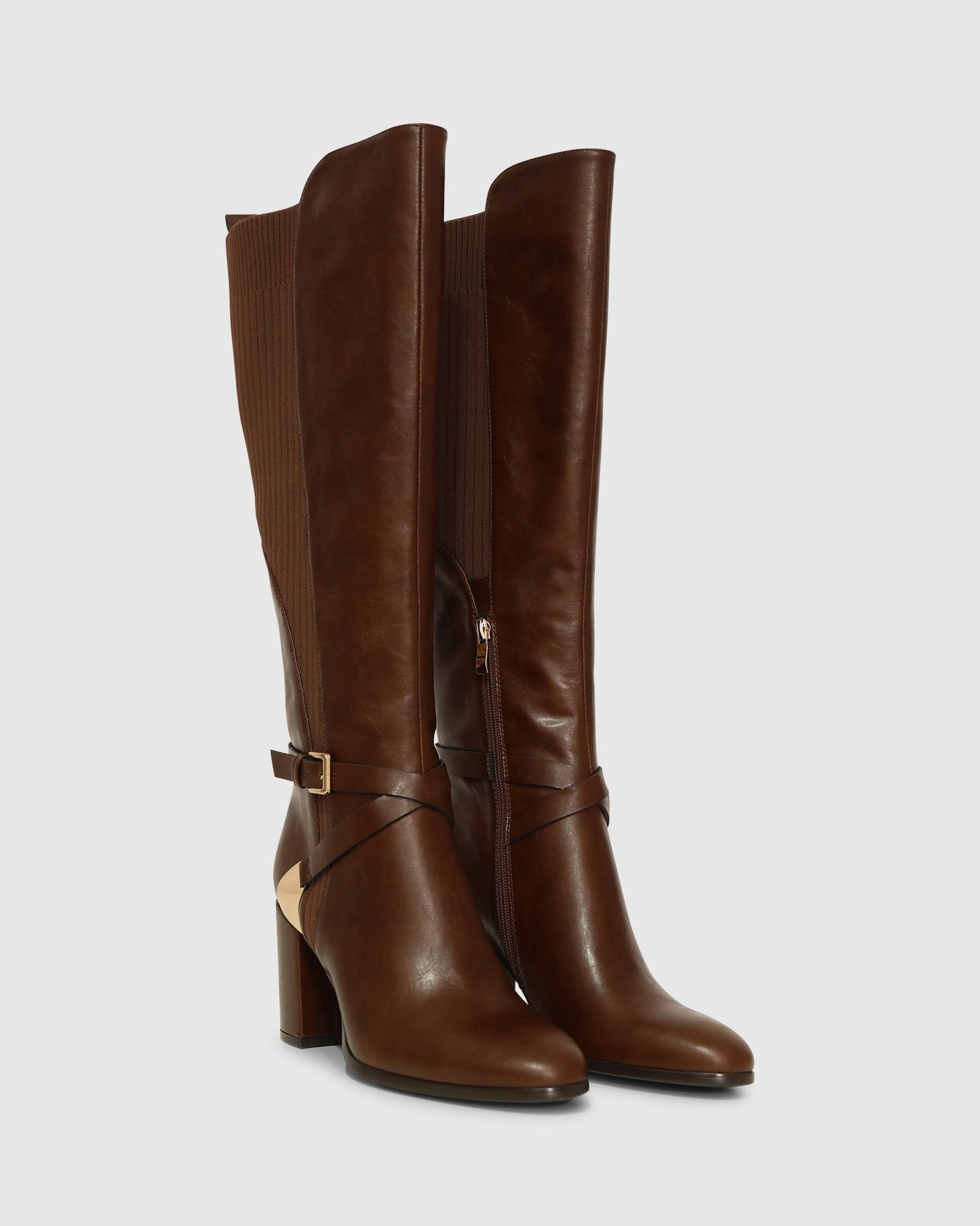 Breton Leather Knee High Boot - Brown