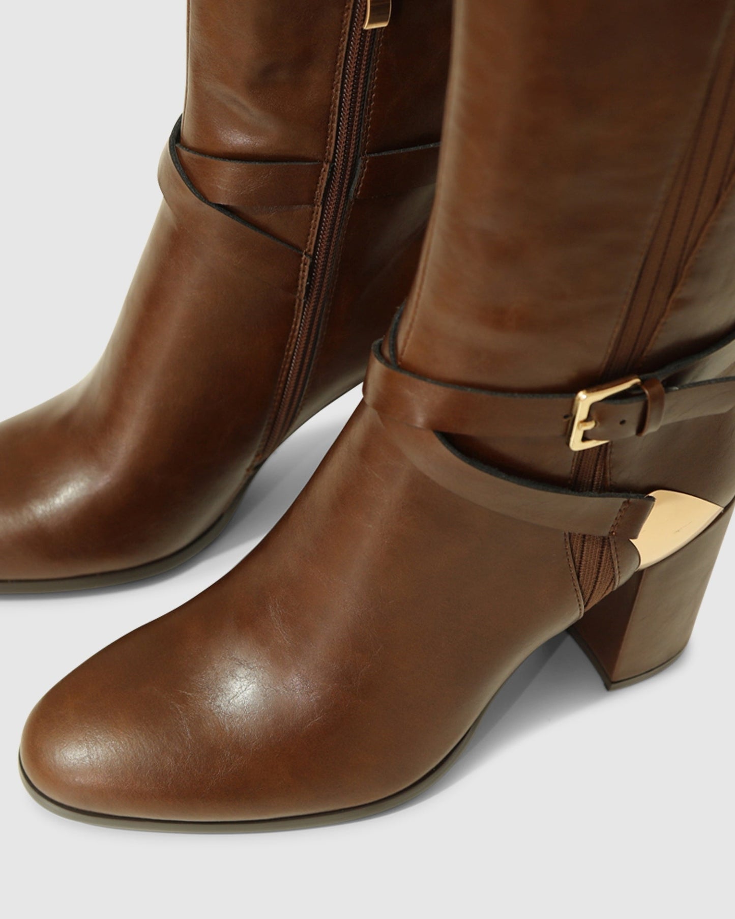 Breton Leather Knee High Boot - Brown