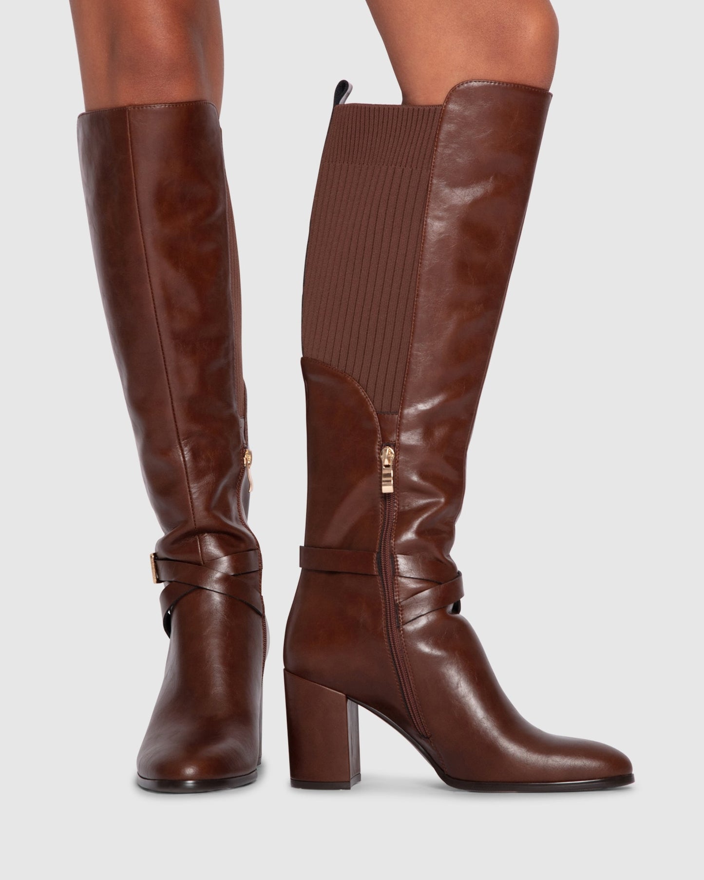 Breton Leather Knee High Boot - Brown