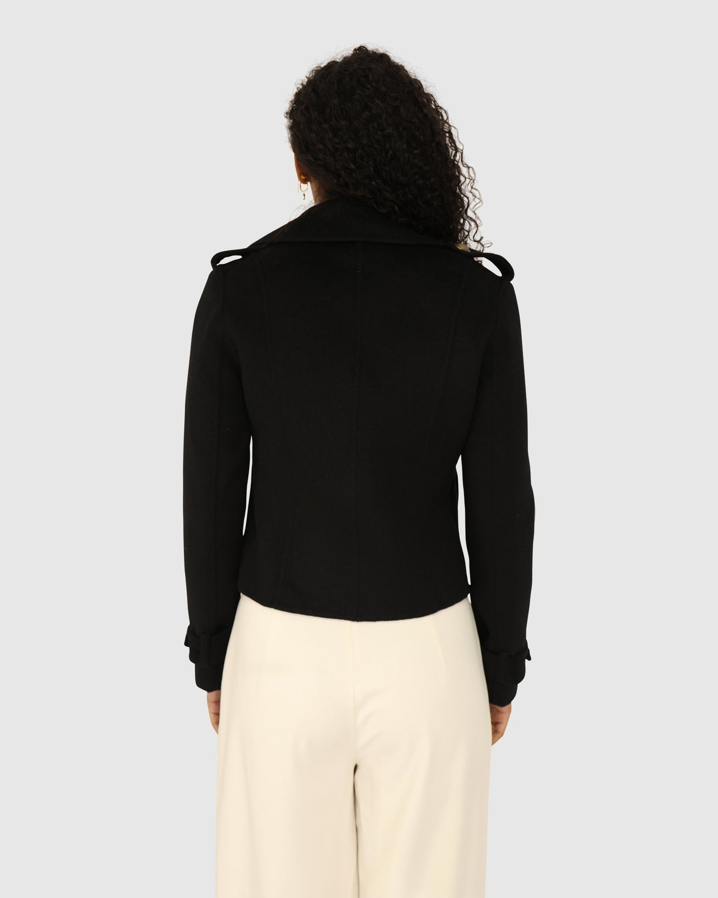 Better Off Wool Blend Military Peacoat - Black