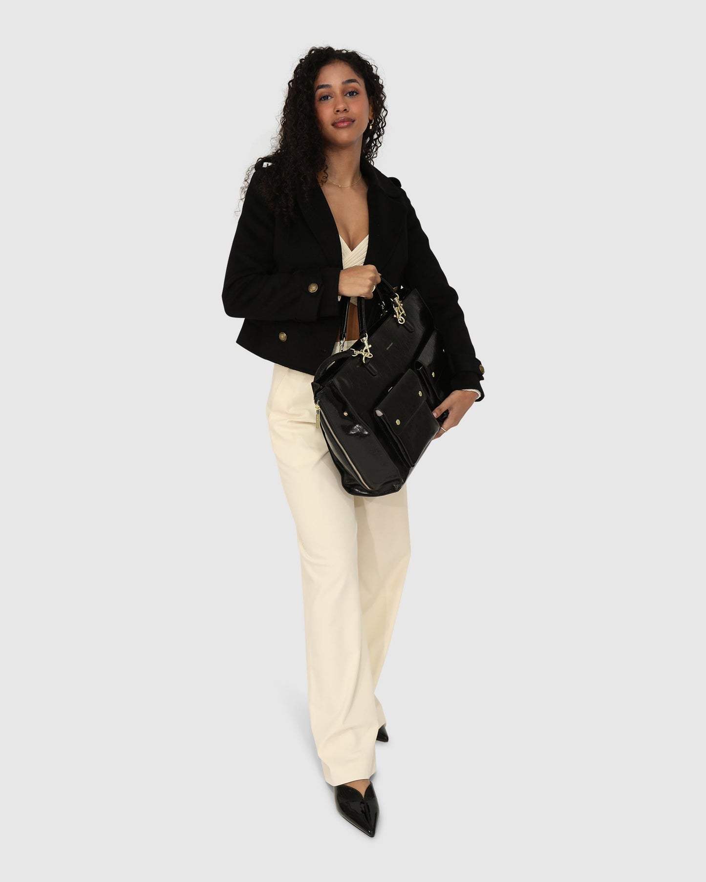 Better Off Wool Blend Military Peacoat - Black