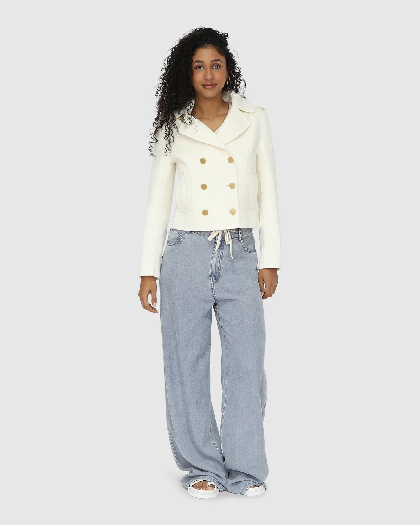 Back in Time Military Peacoat - Cream