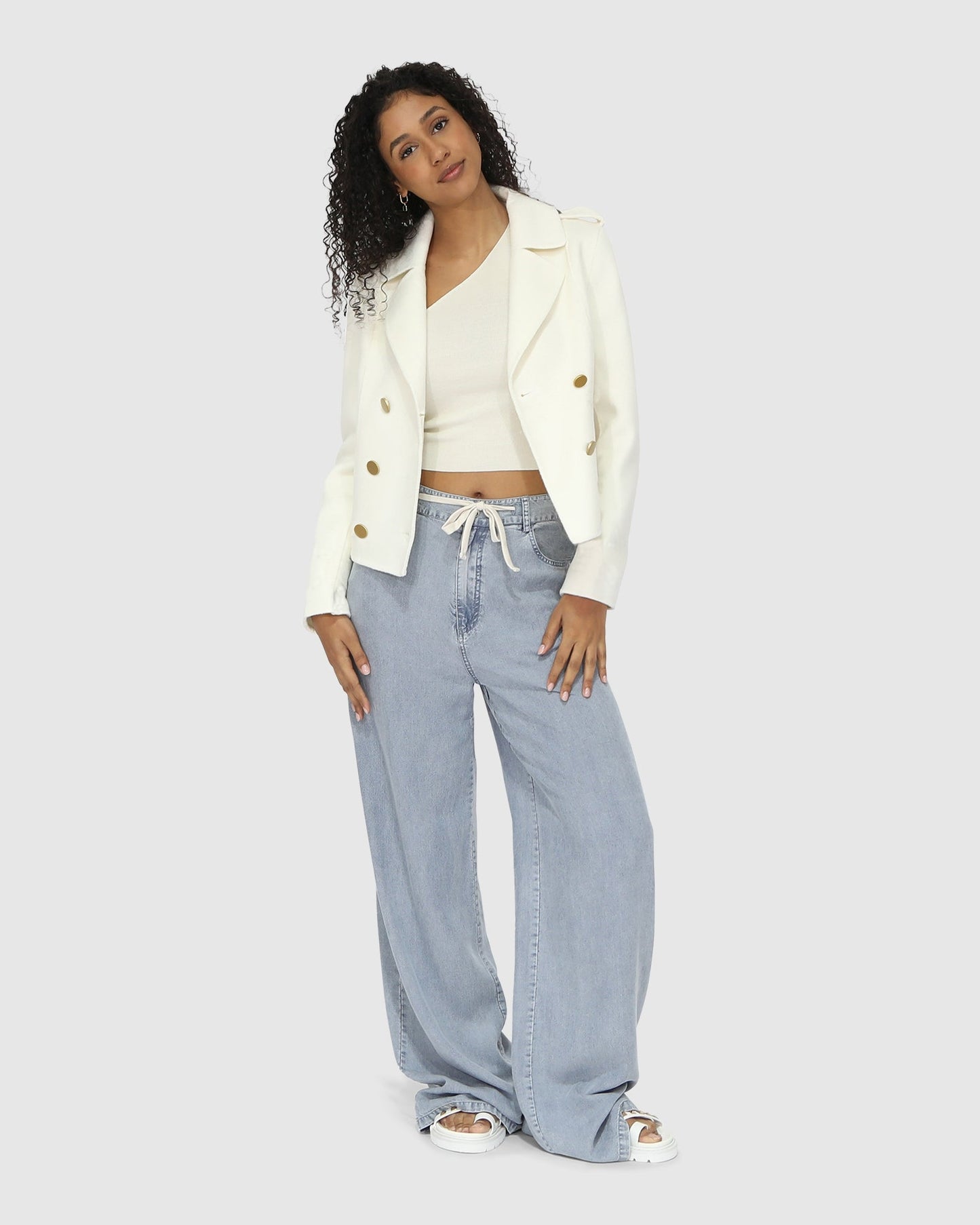 Back in Time Military Peacoat - Cream