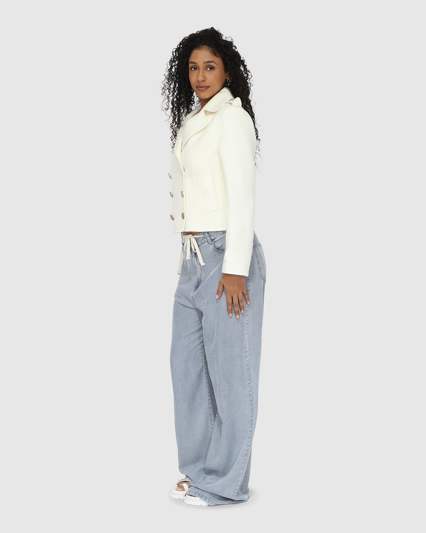 Back in Time Military Peacoat - Cream