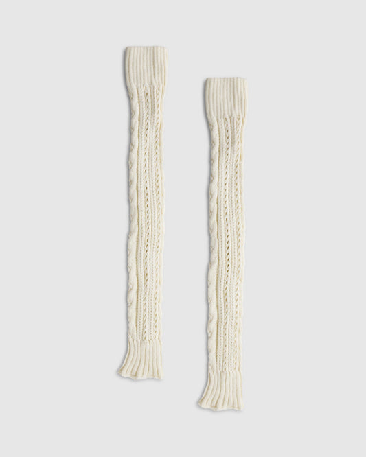 Natural City Cool Leg Warmers with cable-knit texture - alternate view