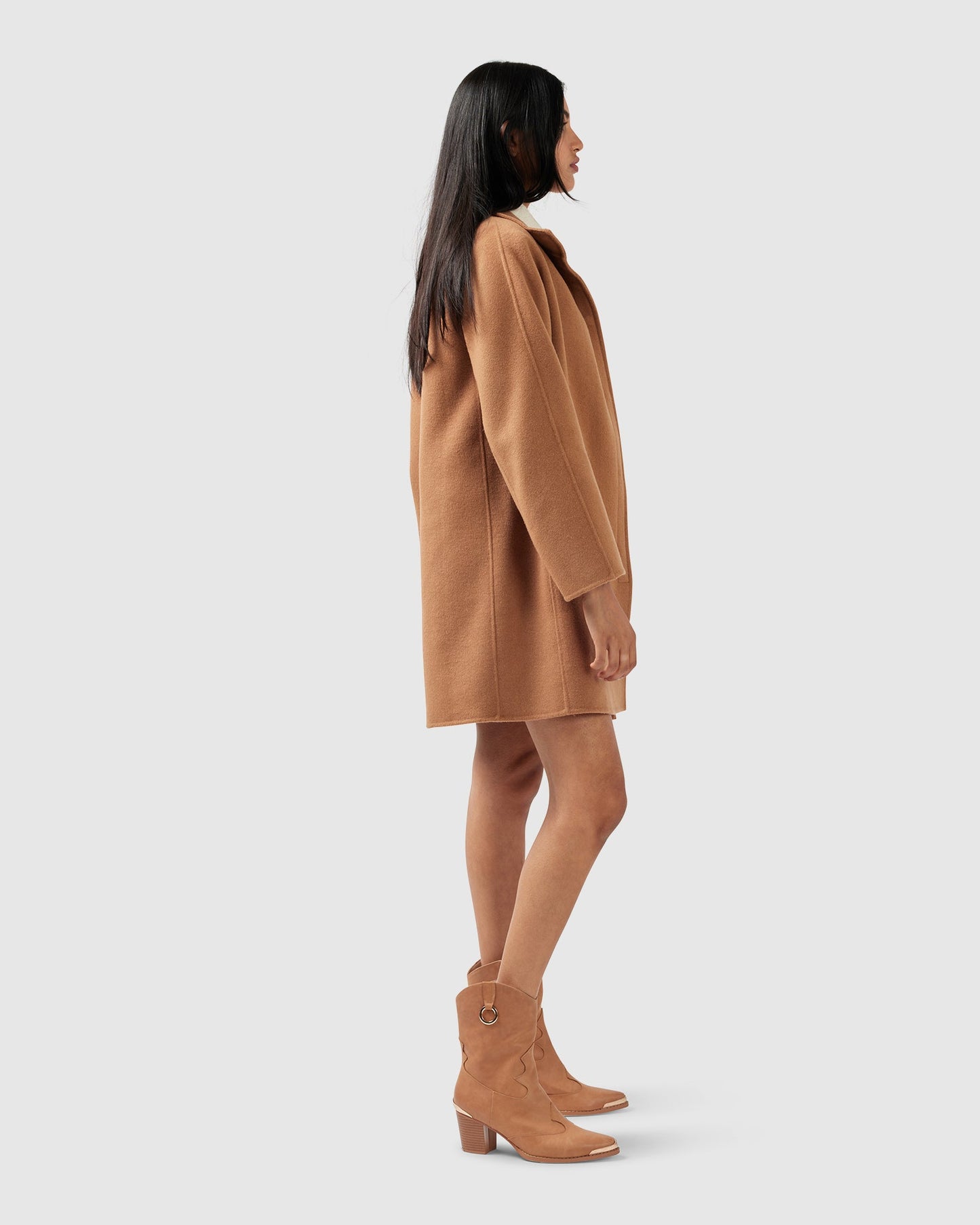 Come On Over Wool Blend Trimmed Coat - Camel