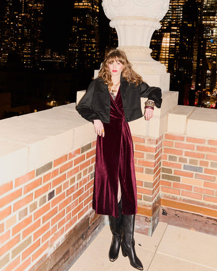 Current Mood Velvet Wrap Dress - Burgundy