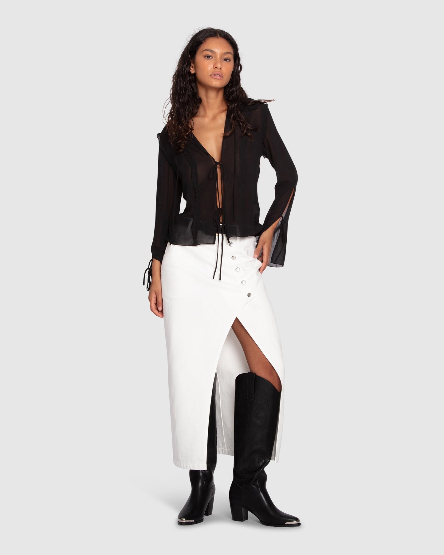 Current Obsession Tie Shirt - Black