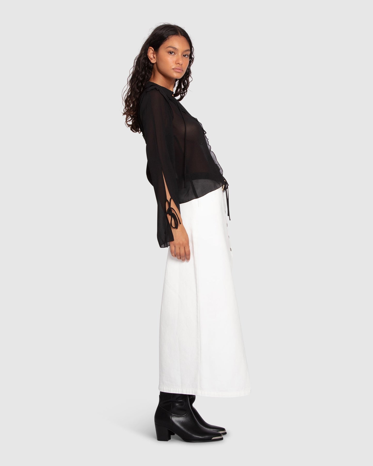 Current Obsession Tie Shirt - Black