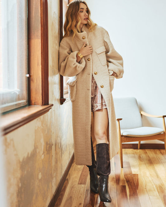 Cozy Nights Boucle Coat - Beige