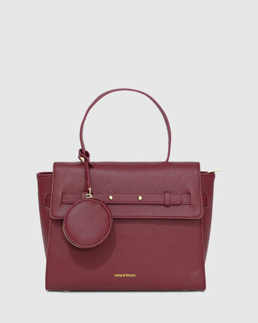 Burgundy Duchess PU Bag with top handle - alternate view