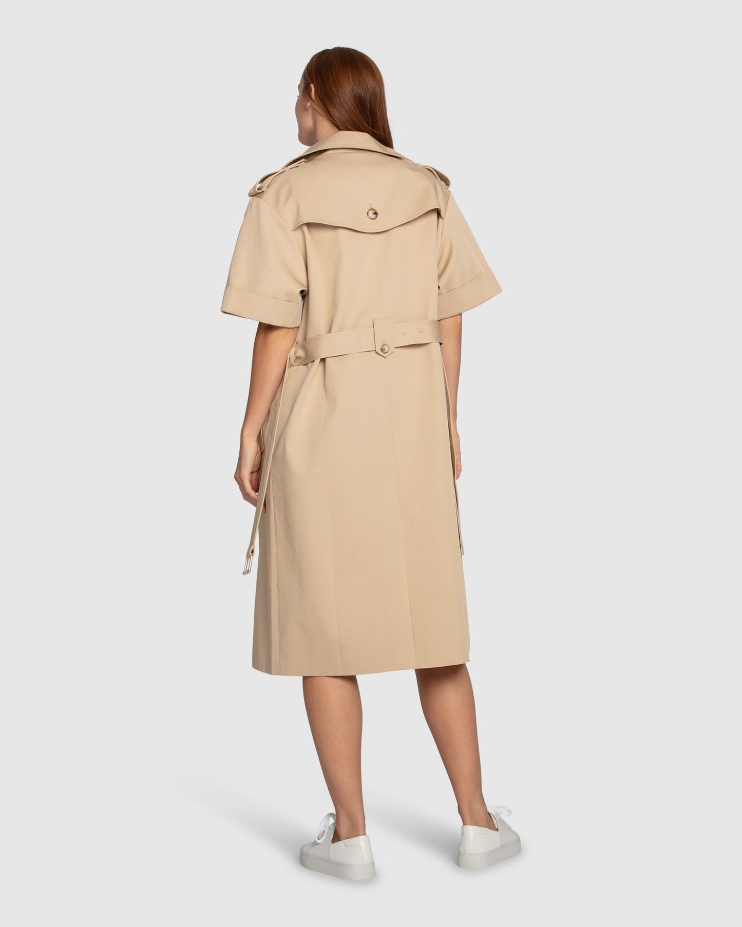 Dust & Daring Short Sleeve Trench Style Dress - Camel