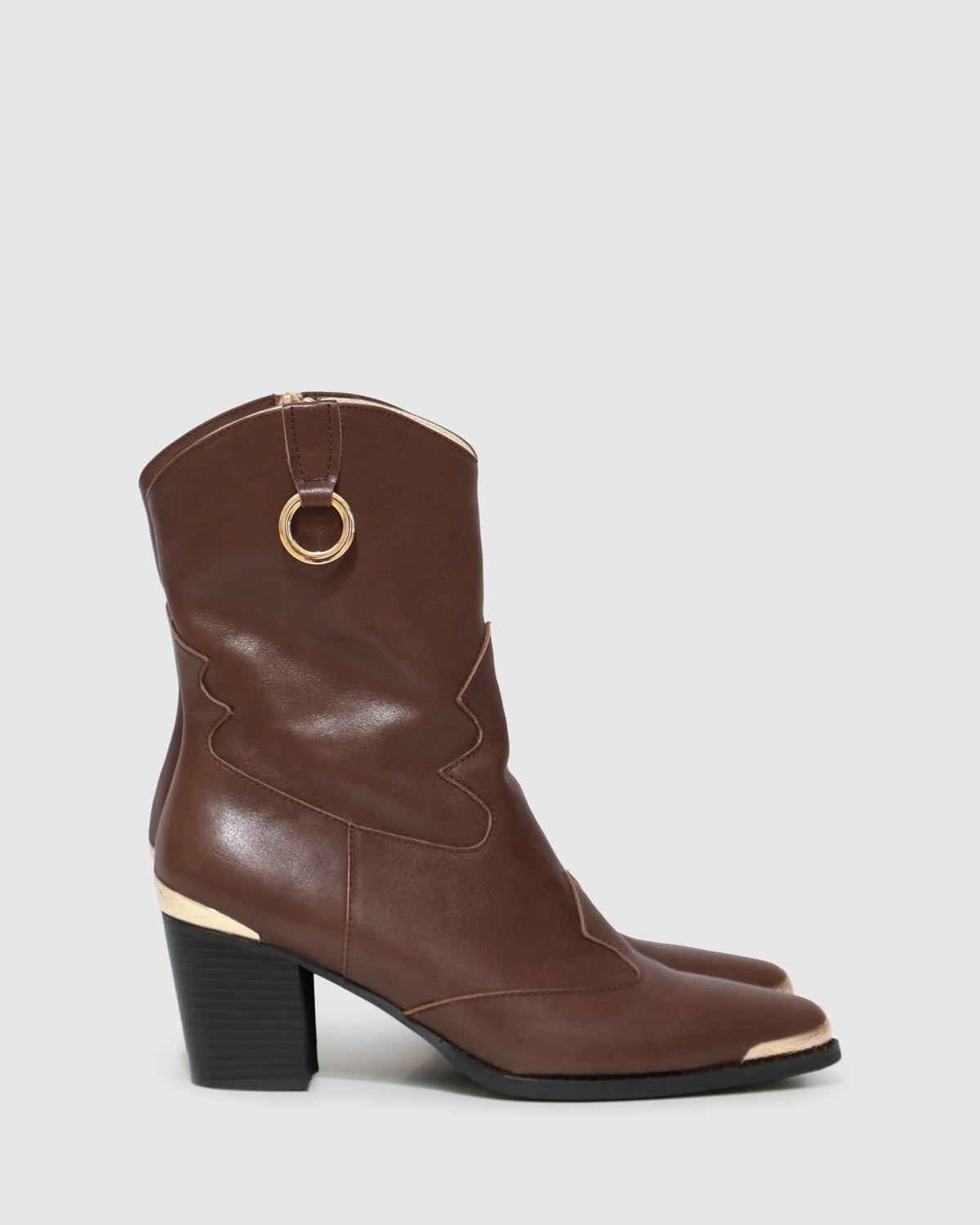 Chocolate Dallas Western Boot with gold hardware - alternate view