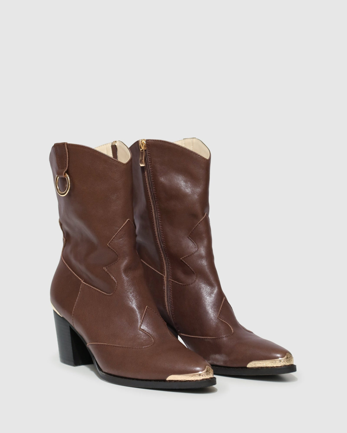 Chocolate Dallas Western Boot with inner side zipper - alternate view