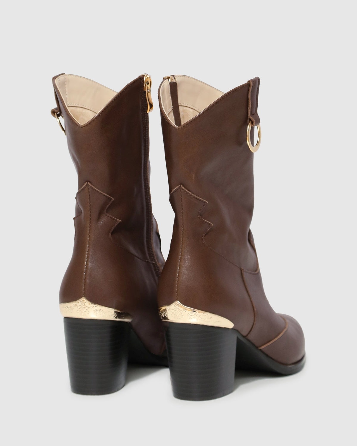 Chocolate Dallas Western Boot with inner side zipper - alternate view