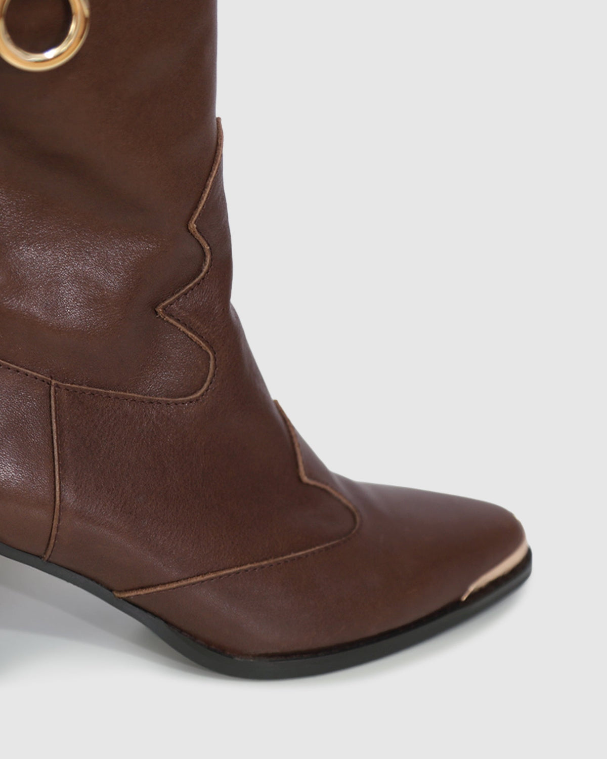 Chocolate Dallas Western Boot with gold hardware - alternate view