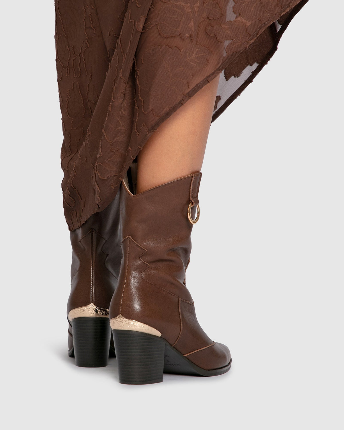 Chocolate Dallas Western Boot with inner side zipper - alternate view