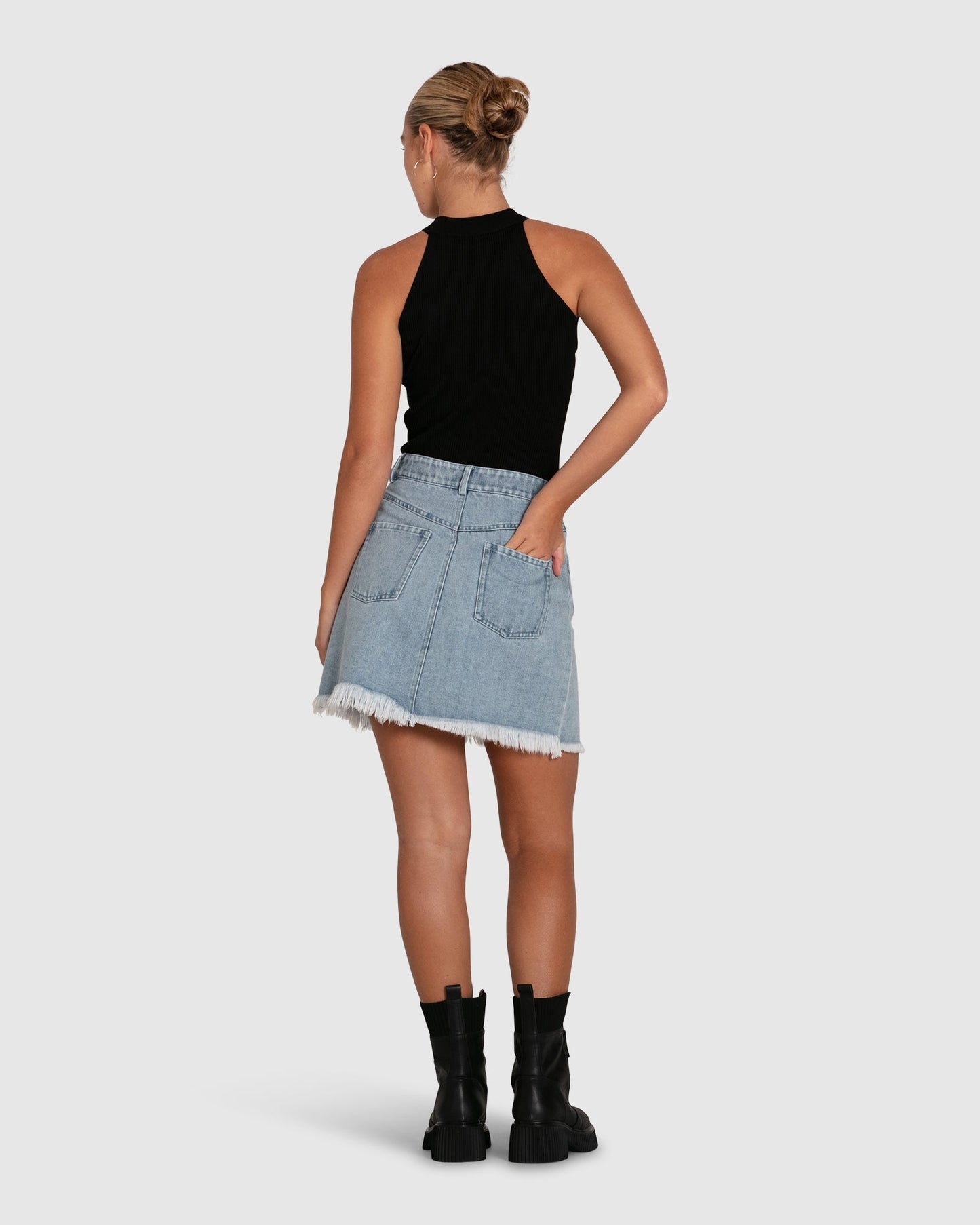 Dance With Me Denim Mini Skirt - Stonewash