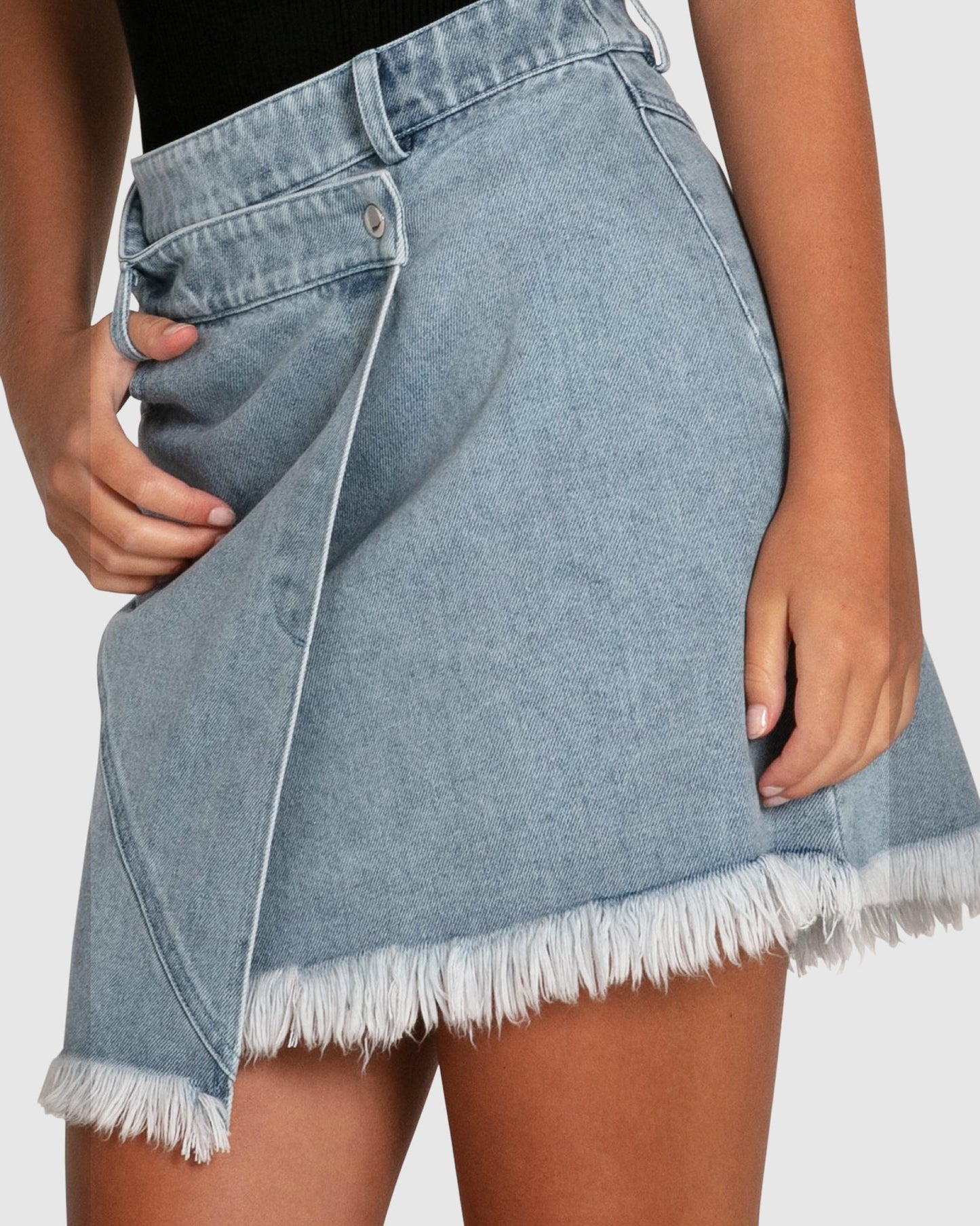 Dance With Me Denim Mini Skirt - Stonewash