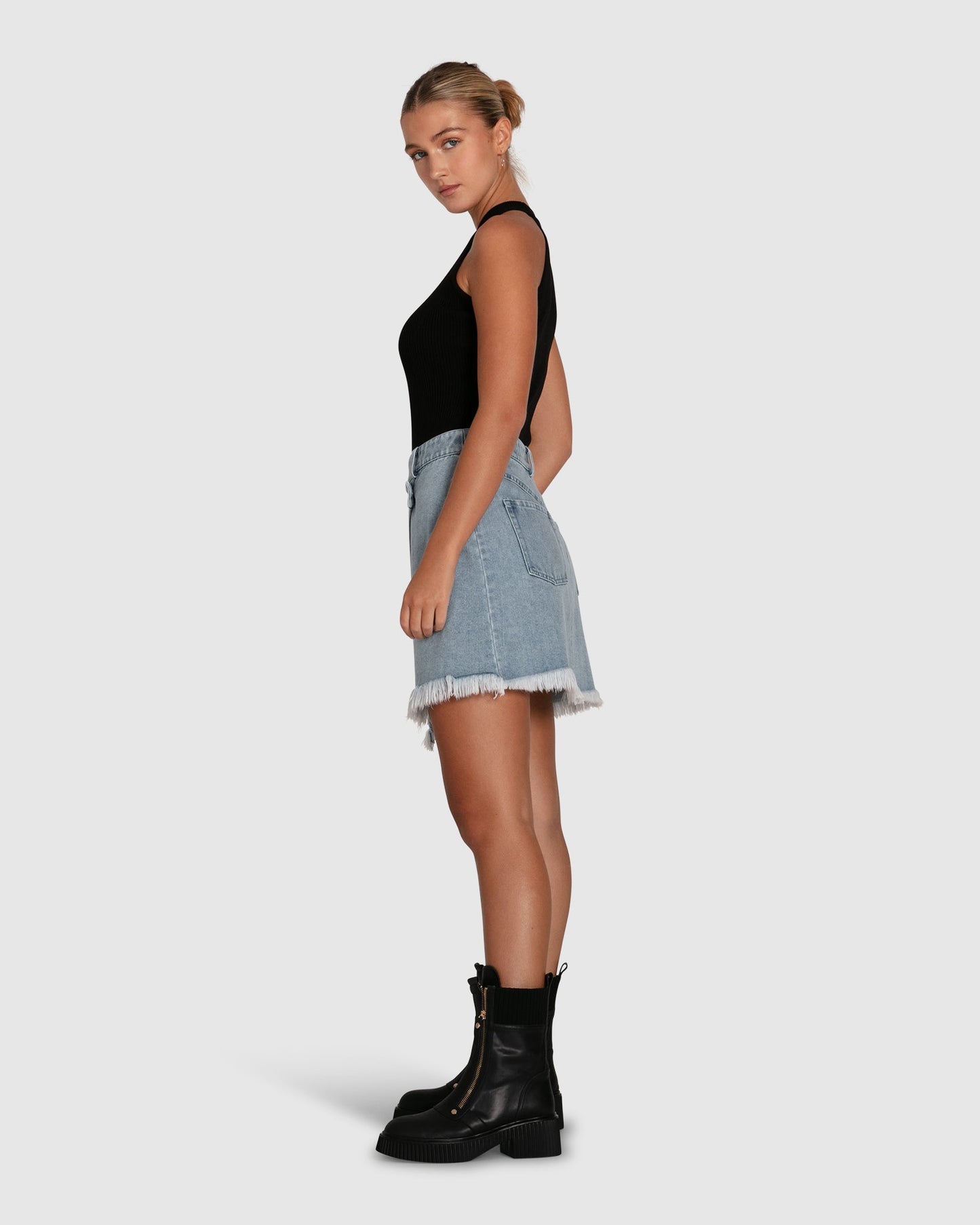 Dance With Me Denim Mini Skirt - Stonewash