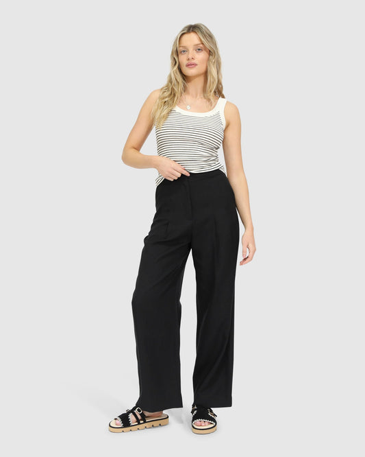 Black Delilah Wide Leg Pants with wide-leg silhouette for relaxed elegance - alternate view