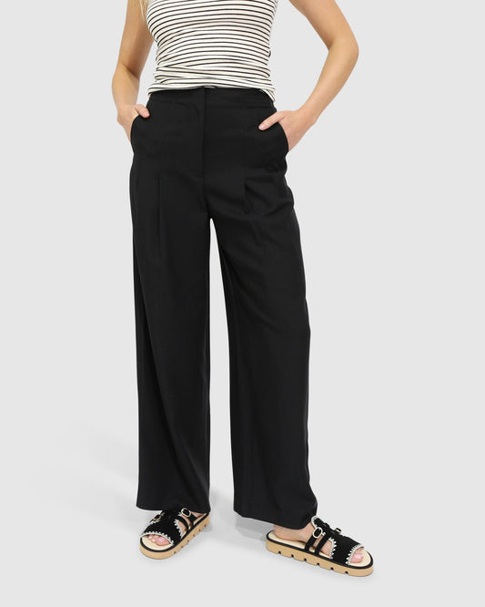 Black Delilah Wide Leg Pants with wide-leg silhouette - alternate view