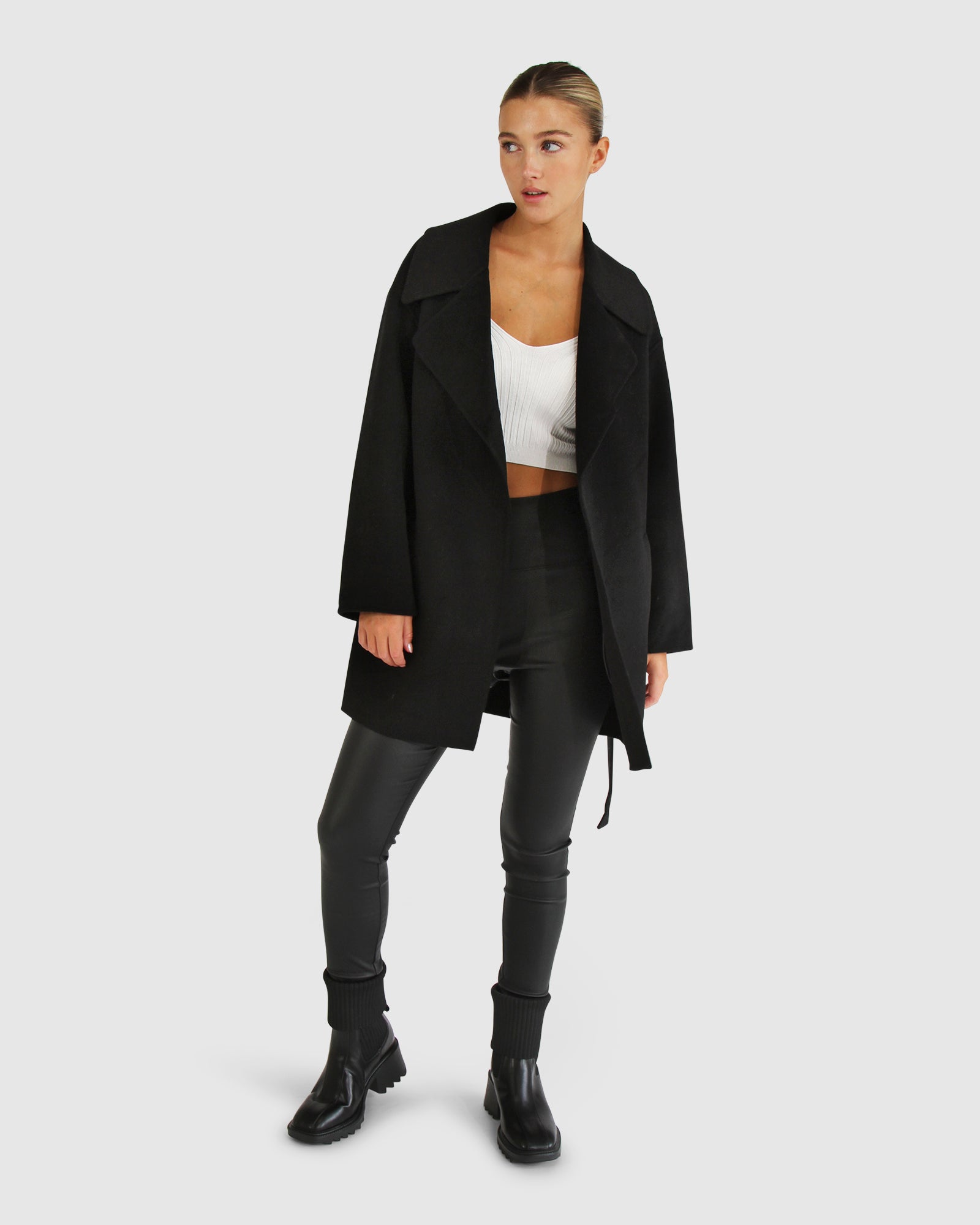 Eternal Flame Wool Blend Short Robe Coat - Black – Belle & Bloom US