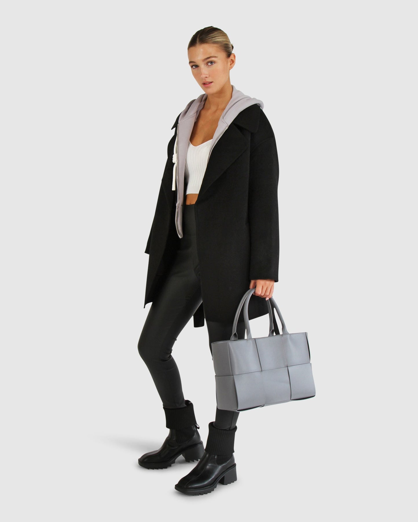 Eternal Flame Wool Blend Short Robe Coat - Black