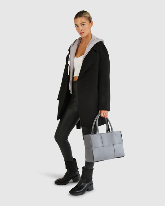 Eternal Flame Wool Blend Short Robe Coat - Black