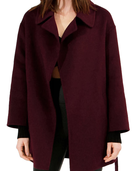 Eternal Flame Wool Blend Short Robe Coat - Burgundy