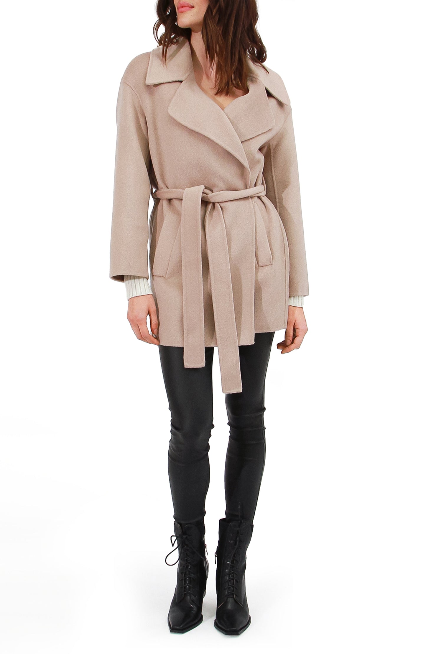 Eternal Flame Wool Blend Short Robe Coat - Sand