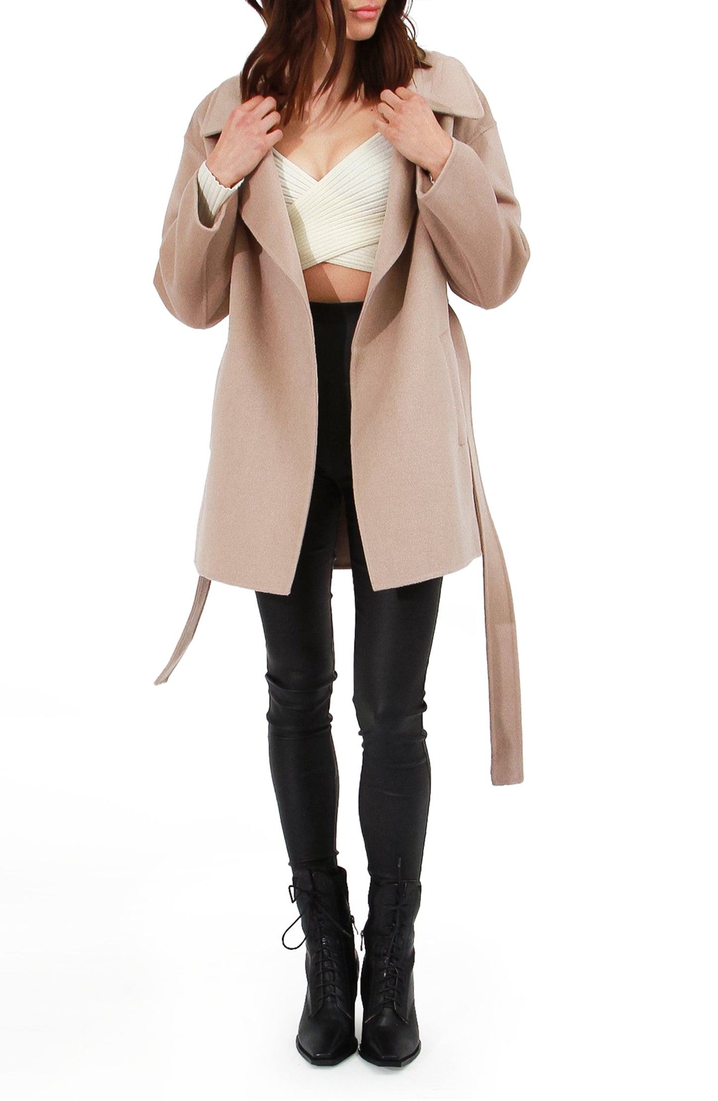 Eternal Flame Wool Blend Short Robe Coat - Sand