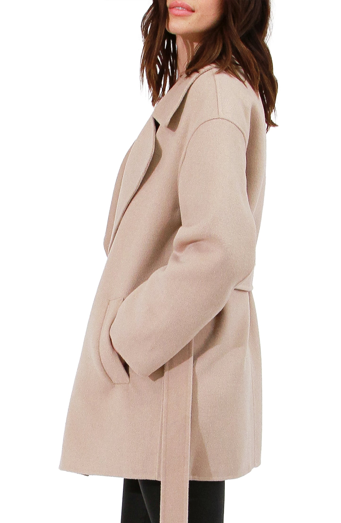 Eternal Flame Wool Blend Short Robe Coat - Sand