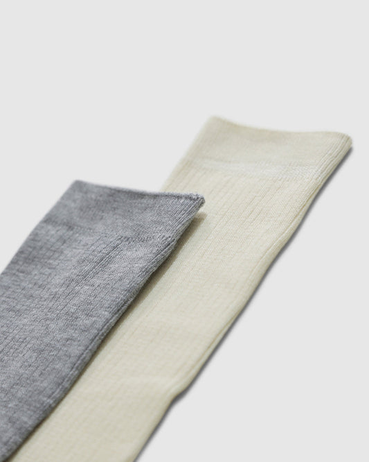 Grey/Cream End Game 2 Pack Socks with ribbed cotton-blend knit - alternate view