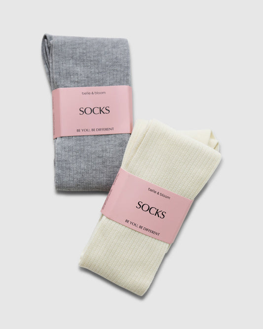 Grey/Cream End Game 2 Pack Socks with ribbed texture - alternate view