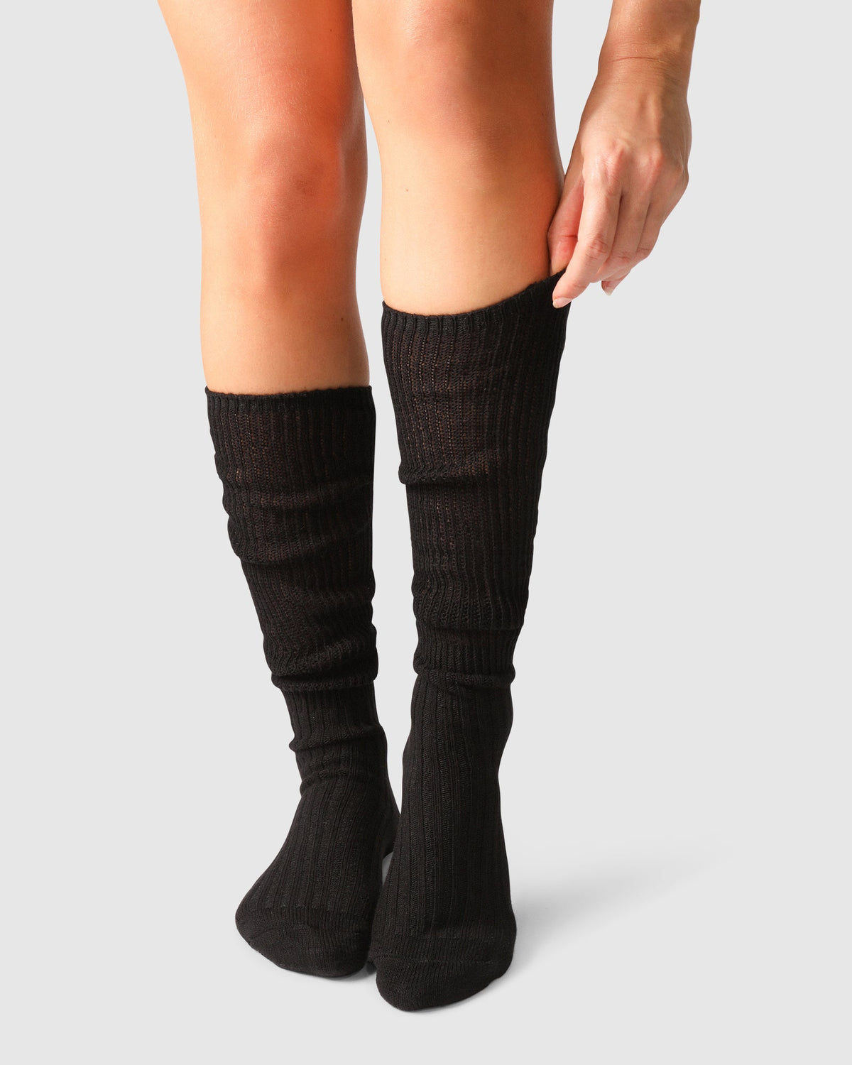 Black End Game Solid Tube Socks with ribbed design - alternate view