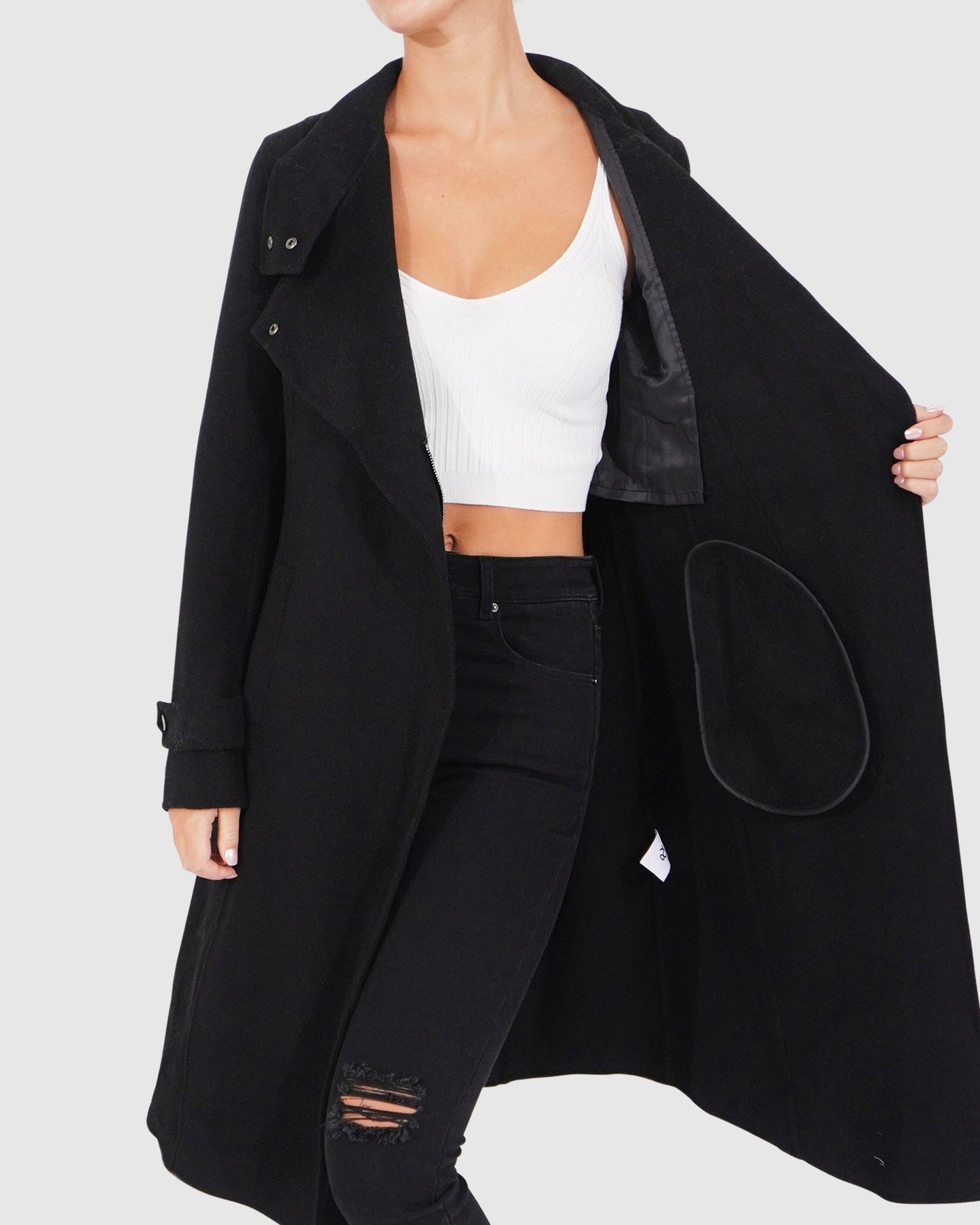 Envy Me Wool Blend Zipped Coat - Black