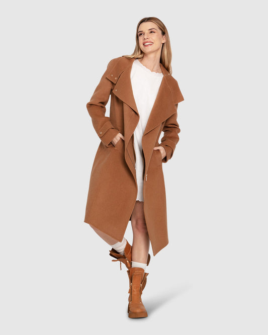 Envy Me Wool Blend Zipped Coat - Camel