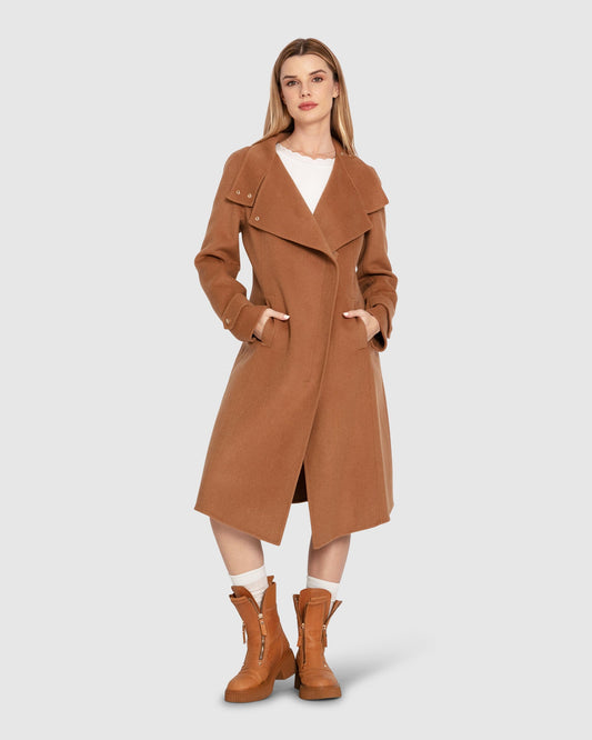 Envy Me Wool Blend Zipped Coat - Camel