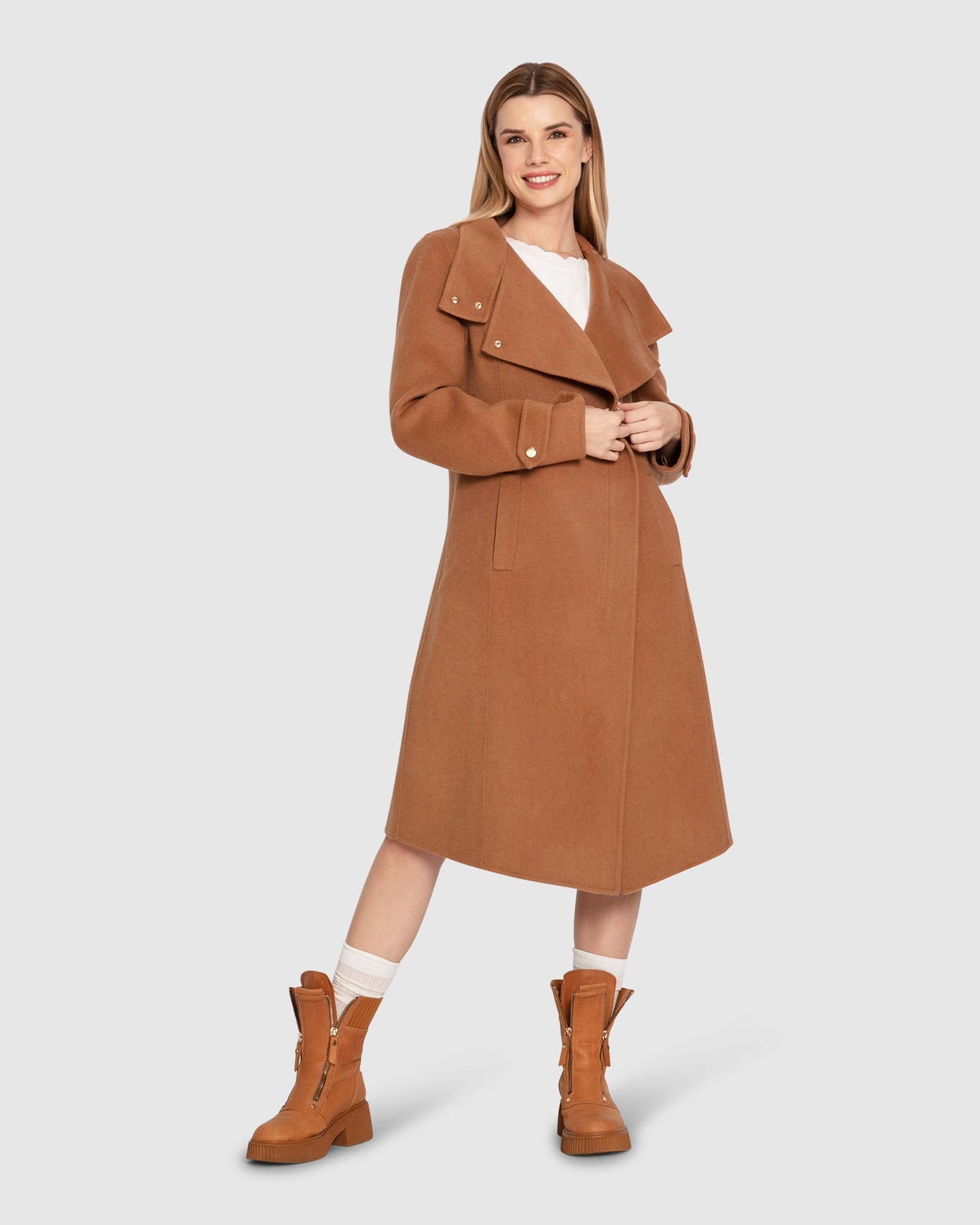 Envy Me Wool Blend Zipped Coat - Camel